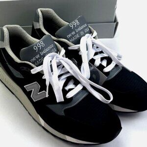 New Balance 998 Shoes Men's Size 12 U998BL Made in USA Black Silver Classic Cool